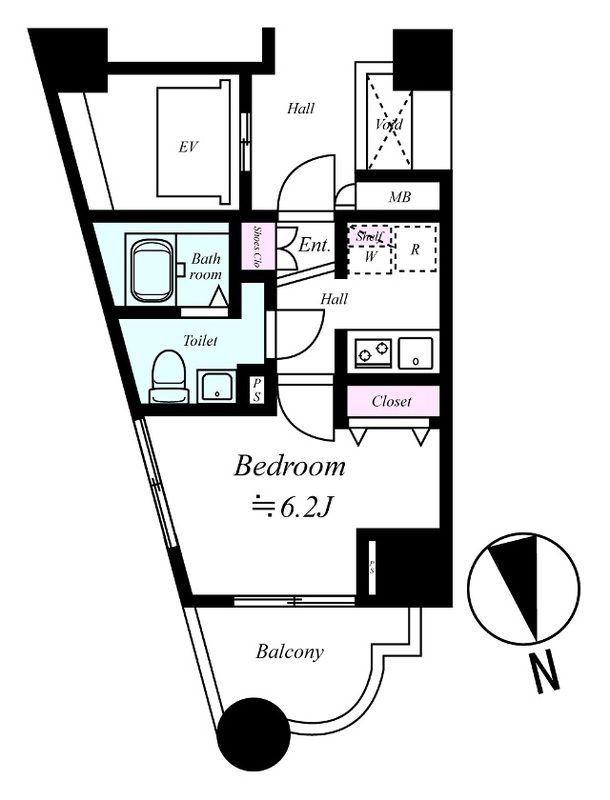 メインステージ北千住II(1K/5階)の間取り写真