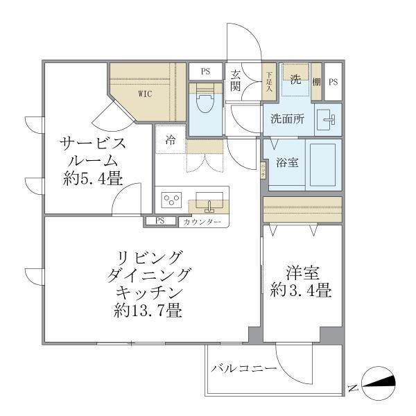 ラペルラ桜新町(1SLDK/4階)の間取り写真