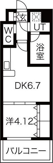 CHOEI65プレジオ中津(1DK/10階)の間取り写真