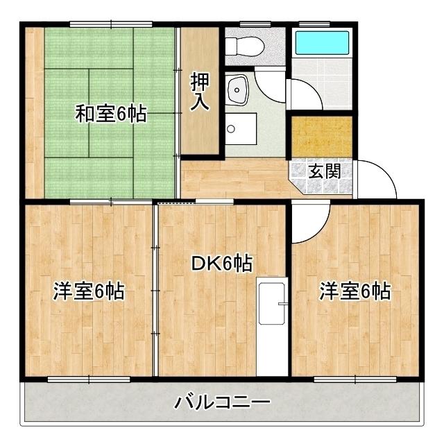 山内ハイツ1(3DK/1階)の間取り写真