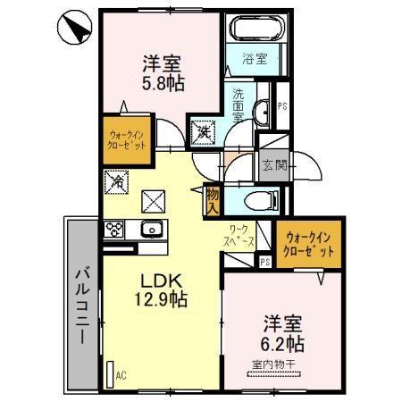 レリアン ファミリオVIII(2LDK/1階)の間取り写真