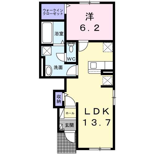 ブルー クレール I(1LDK/1階)の間取り写真