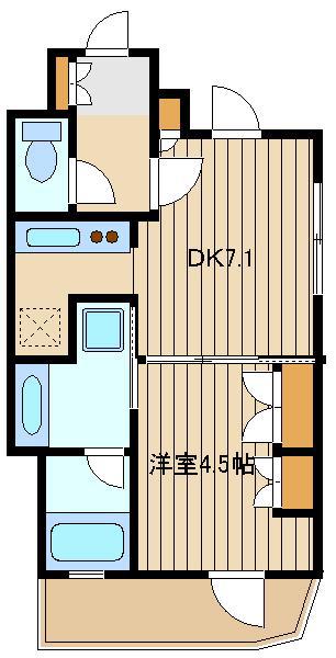 ダイナシティ石神井公園(1DK/5階)の間取り写真