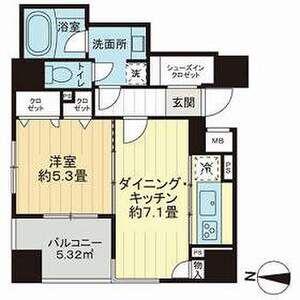ライオンズ赤坂セントマークス(1DK/8階)の間取り写真