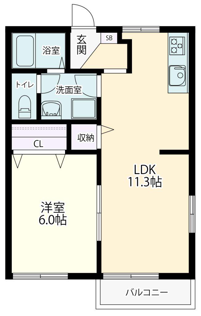 ベネッセ・オオクラA(1LDK/1階)の間取り写真