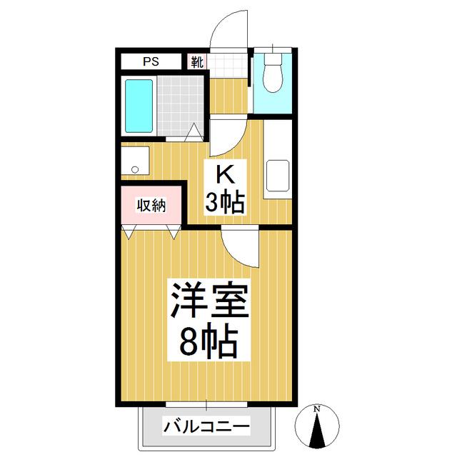 レジデンスヤマダ(1K/1階)の間取り写真