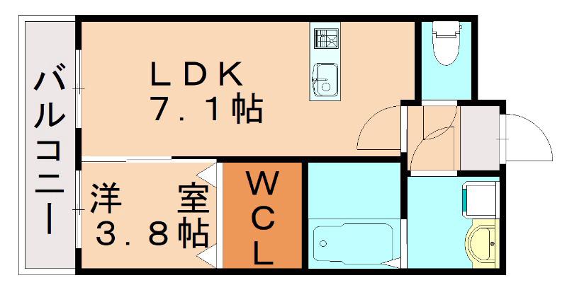プレミールNAKAMAIII(1LDK/4階)の間取り写真