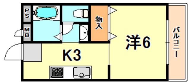 たのし荘(1K/2階)の間取り写真
