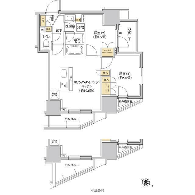 グレーシアフィット三軒茶屋(2LDK/14階)の間取り写真