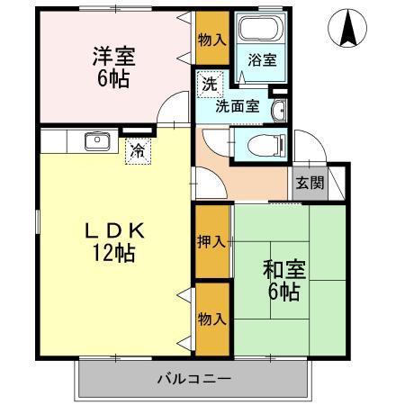 ピュアコート(2LDK/1階)の間取り写真