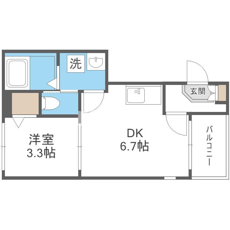 ハーモニーテラス小路東VI(1DK/1階)の間取り写真