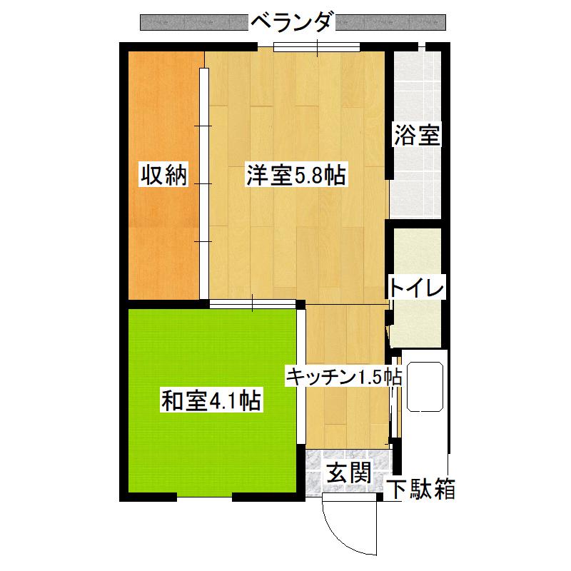 ビレッジハウス仁井田1号棟(2K/3階)の間取り写真