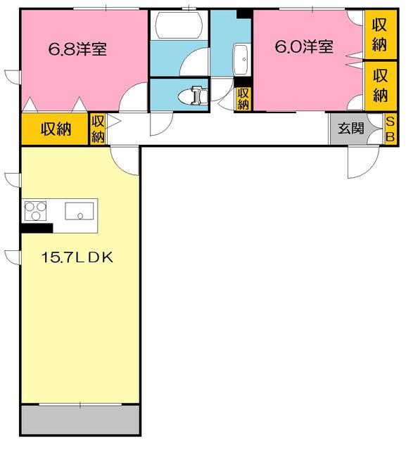 シャーメゾン・びいな(2LDK/2階)の間取り写真