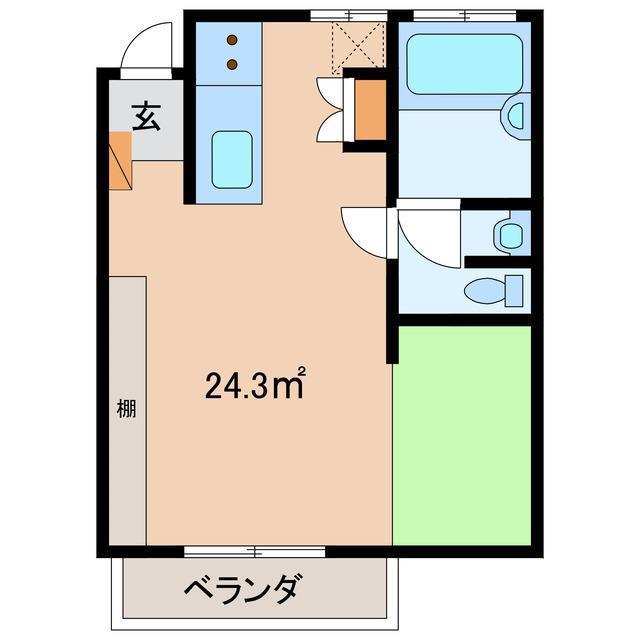 バンハウス(ワンルーム/1階)の間取り写真