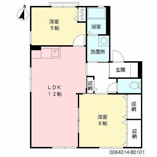 ドミール・ド・エルB(2LDK/1階)の間取り写真