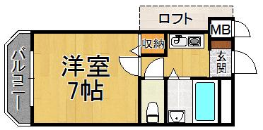 カリフォルニアドリーム(1K/2階)の間取り写真