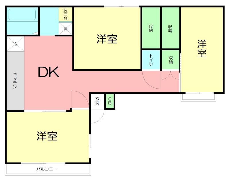 コーポ柳(3DK/2階)の間取り写真