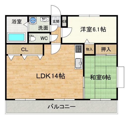 ユーミーみなら(2LDK/1階)の間取り写真