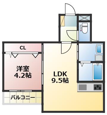 フォレスト渡鹿(1LDK/1階)の間取り写真