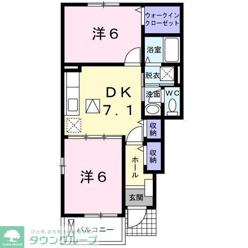 クロークルア・トング(2DK/1階)の間取り写真