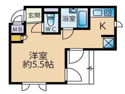 SES本山ハイツ(1K/1階)の間取り写真