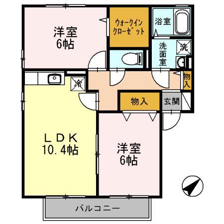 ウィルモア原口A(2LDK/1階)の間取り写真