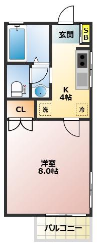 チロルハウス(1K/2階)の間取り写真