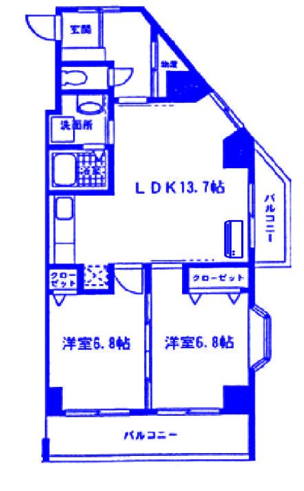 アバンサール湘南(2LDK/4階)の間取り写真