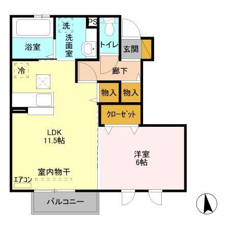 セジュール クレスト(1LDK/1階)の間取り写真