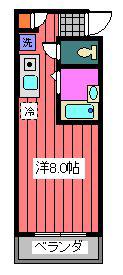 クオリティライフ愛(ワンルーム/2階)の間取り写真