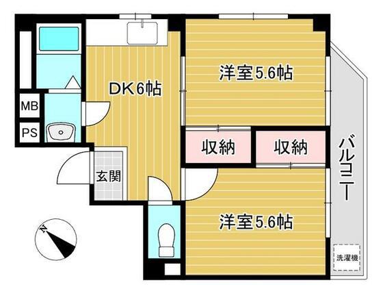 ハイツクボタ(2DK/1階)の間取り写真