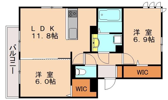 クリエイーストII(2LDK/3階)の間取り写真