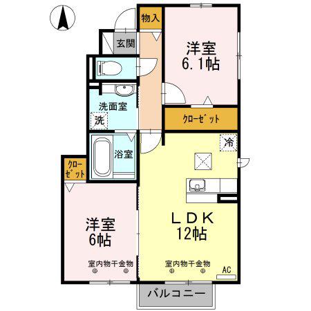 MASION LIETO(2LDK/1階)の間取り写真