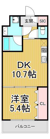 LA DOUCEUR西宮北口(1LDK/6階)の間取り写真