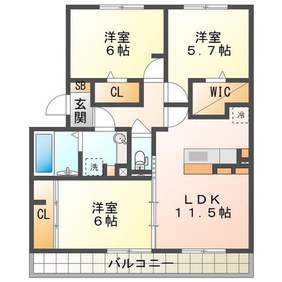 エミネンス A棟(3LDK/2階)の間取り写真