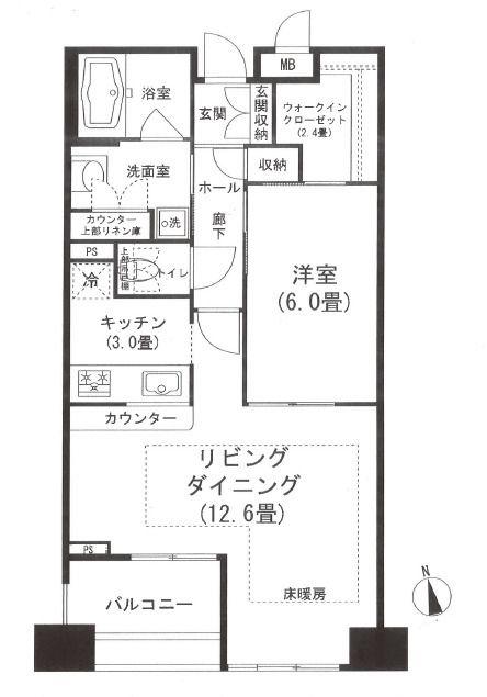 ベラカーサ秋葉原(1LDK/6階)の間取り写真