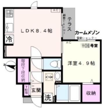 カームメゾン(1LDK/1階)の間取り写真