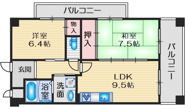メゾンサクラ16(2LDK/3階)の間取り写真