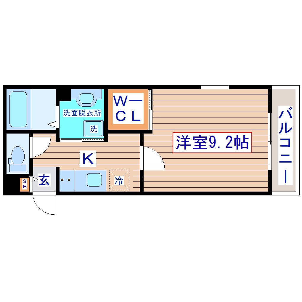 アルクスナバタ一番町(1K/1階)の間取り写真
