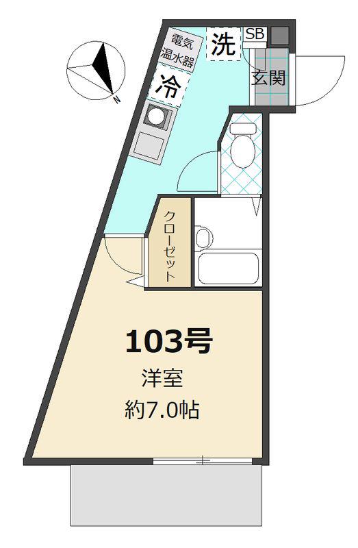 コンフォート由比ヶ浜(1K/1階)の間取り写真
