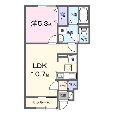 フラン フルール A(1LDK/1階)の間取り写真