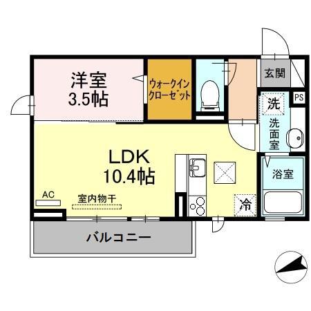 アルトプエンテ(1LDK/1階)の間取り写真