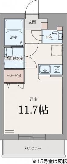 グランウッド(ワンルーム/1階)の間取り写真