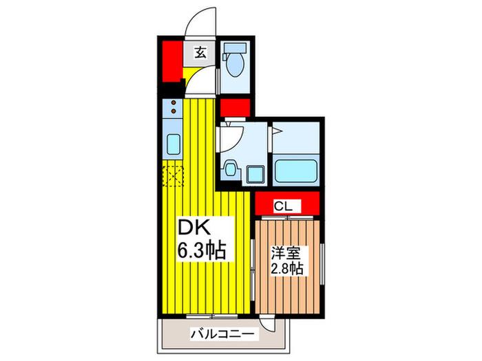 メッツァネスト(1DK/1階)の間取り写真