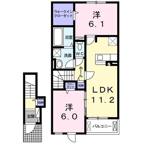 グランファミリアI(2LDK/2階)の間取り写真