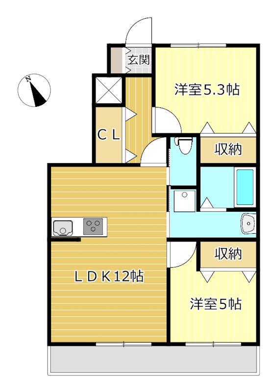 LUMINOUS(2LDK/1階)の間取り写真