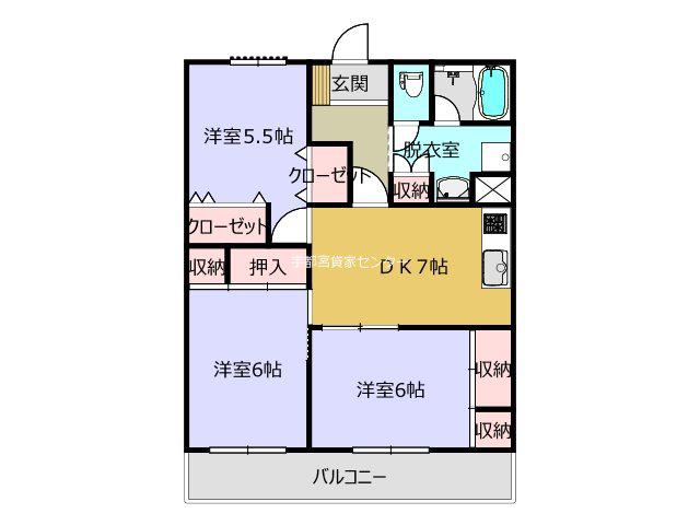 ラポールヤナセ(3DK/2階)の間取り写真