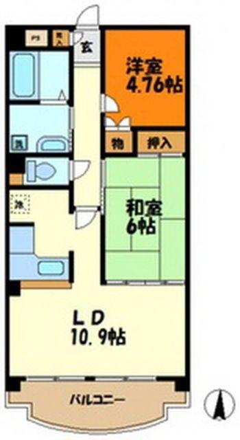 ネオグランデ大倉山(2LDK/3階)の間取り写真