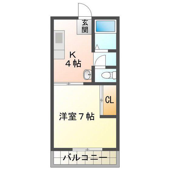 TWIN COURT(1K/1階)の間取り写真