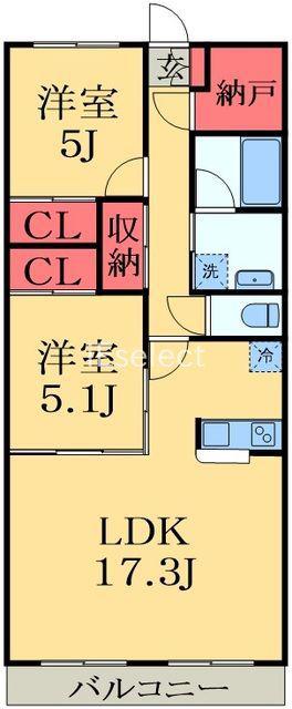 LE CIEL(2LDK/2階)の間取り写真